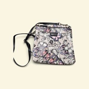 KOLTOV Floral Butterfly Crossbody Bag Vegan Leather Slim Messenger Purse Black